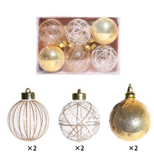 AuroraX Art Deco Gold Hanging Ball Ornaments 6-Pc 3.1 inch