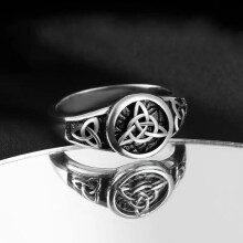Brass Finger Ring with Knot Pattern Silver US Size 9
