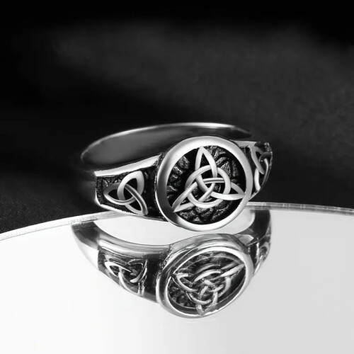Brass Finger Ring with Knot Pattern Silver US Size 9