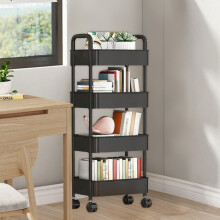 Kitchen Storage Cart with Drawers 4-Tier Black