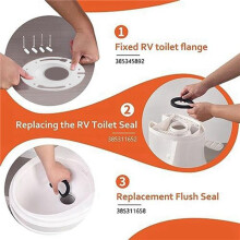 4x High-Quality RV Toilet Seal & Flange Kit - Perfectly Compatible with RV 300/310/320 Series Toilets