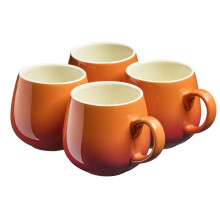 (Orange) Cooks Professional Set of 4 Stoneware Mugs 350ml