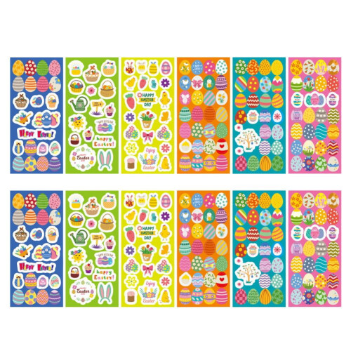 Easter Stickers Bunny Egg Designs 12 Sheets 7.5 x 16.5 cm