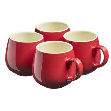 (Red) Cooks Professional Set of 4 Stoneware Mugs 350ml