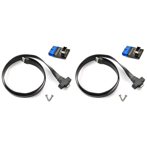 2X USB 3.1 Type C Front Panel Header Extension Cable 50 Cm, USB 3.1 Type E to USB 3.1 Type C Cable,Gen 2 10 Gbps Cable