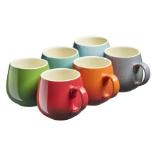Cooks Professional Set of 6 Stoneware Mugs 350ml | Multicolour