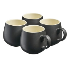 (Black) Cooks Professional Set of 4 Stoneware Mugs 350ml