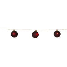 LED String Lights 1.6m with 22 Red Plastic Balls Warm White LEDs on Gold Metal Wire with Timer Function for Home Living Room Bedroom Dining Room Decor