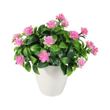 Simulated Tea Rose Bonsai 18 Flowers Weather-Resistant