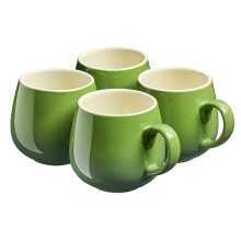 (Green) Cooks Professional Set of 4 Stoneware Mugs 350ml