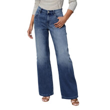 Women's Straight Leg High Waisted Loose Fit Blue Denim Jeans