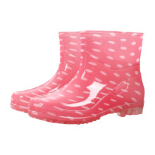 Willtoo Waterproof Rain Boots Round Toe Low Heel Pink