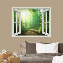 Removable Wall Sticker Sunshine Through Green Tree Forest