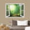 Removable Wall Sticker Sunshine Through Green Tree Forest 1