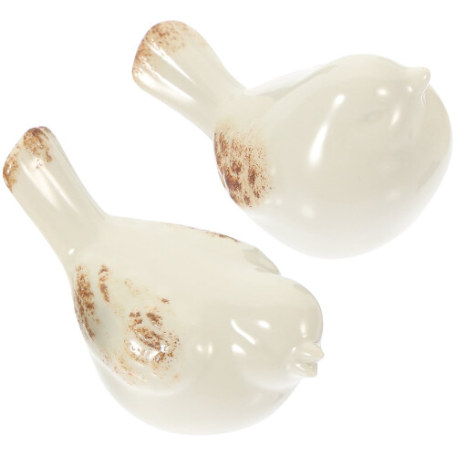 Ceramic Bird Figurines Abstract Sculptures Set of 2