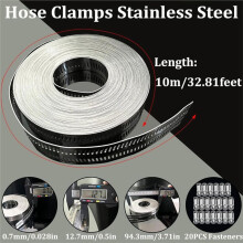 Hose Clamps Stainless Steel, Worm Gear Duct Pipe Hose Clamp Assortment Kit, Band Fittings Strap, for Plumbing Auto Tube
