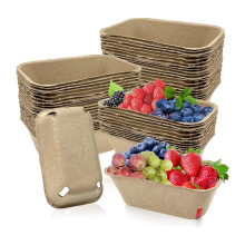 Panier à Baies en Fibre de Pulpe de 50 Pièces pour la Cueillette des Fruits, Panier à Baies Moulé pour Myrtilles, Framboises, Cerises, Fraises