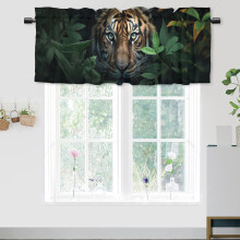 Tiger Kitchen Curtain Valance Wild Animal Theme Green