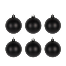 Black Christmas Ornaments Set Shatterproof Plastic 6pcs