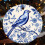 Ceramic Christmas Ornament Blue White Bird Flower Design 3 7