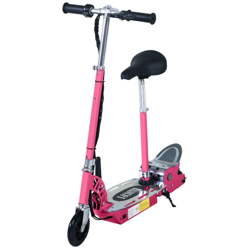 Foldable Powered Scooter with Adjustable Seat, Brake, Pink 1