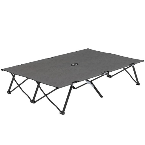 Double Camping Cot Bed, with Bag - Charcoal Grey 1