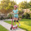 Foldable Powered Scooter with Adjustable Seat, Brake, Pink 4