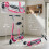 Foldable Powered Scooter with Adjustable Seat, Brake, Pink 5