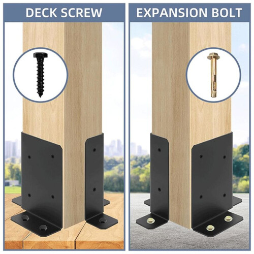 4pcs Adjustable Post Base Bracket Fit 2x4,4x4,6x6 Post, Wood Fence Post Base Support Bracket for Pergola, Mailbox Post 2