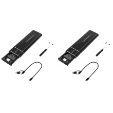 2X M2 SSD-Behuizing M.2 NVMe SSD-Behuizing USB 3.1 Type C Gen2 10Gbps Gereedschapsvrije M.2 NVMe NGFF Solid State Drive-Behuizing Zwart