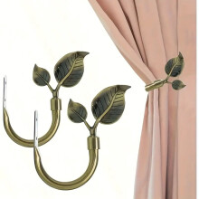 Leaf-Shaped Curtain Holdbacks Antique Brass 2 Pcs