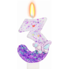 Purple Butterfly Candle Number 3 for Girls' 3rd Birthday