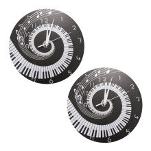 2X Elegant Piano ClÉ Horloge Notes de Musique Vague Horloge Murale Moderne Ronde Sans Batterie Acrylique Blanc