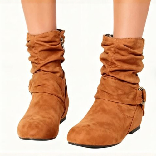 Willtoo calf leather women's boots brown side zipper