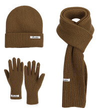 Winter Beanie Hat Scarf and Gloves Set Fleece Knit Touch