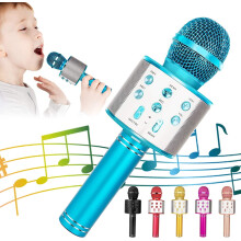 Wireless Bluetooth Karaoke Mic for Kids Blue 5-in-1