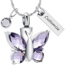 Butterfly Cremation Urn Necklace Stainless Steel 1