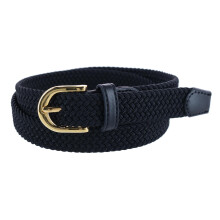 CTM Women's Elastic Braided Stretch Belt with Gold Buckle 25 mm