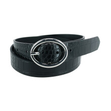 CTM Women's Croc Print Centre Bar Buckle Belt