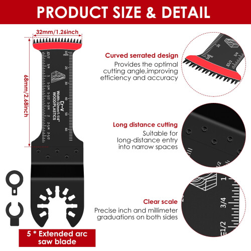 Oscillating Saw Blades Set Multipurpose Arc Edge 5-Pack 1