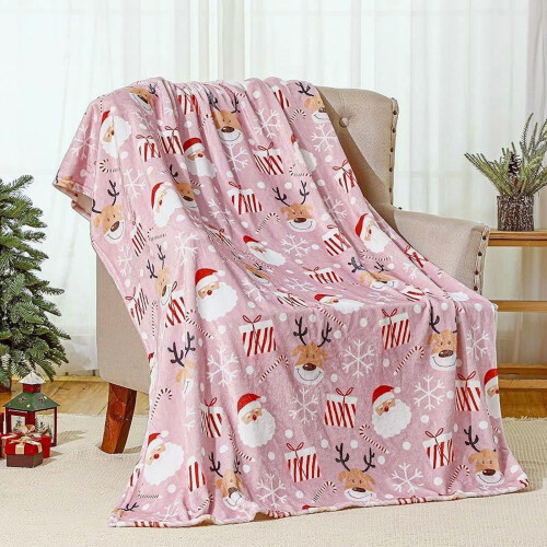 Pink Nutcracker Christmas Throw Blanket 50x60 in