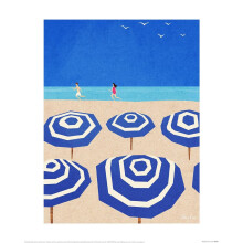 (50cm x 40cm, Blue/White) Henry Rivers Parasol Print