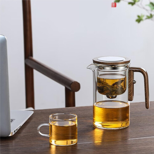 Glass Teapot with Wooden Handle 1-Piece 2