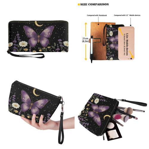 Butterfly Daisy Moon PU Leather Handbag Set with Waterproof 2