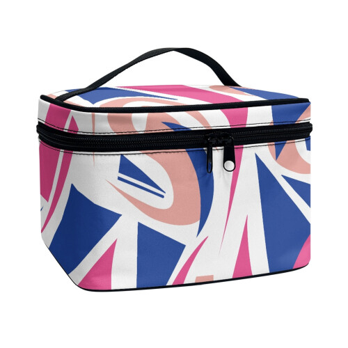 Travel Makeup Case with Brush Slots Durable Geometric Design 1
