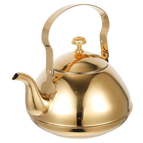Golden Metal Tea Kettle with Handle and Removable Infuser