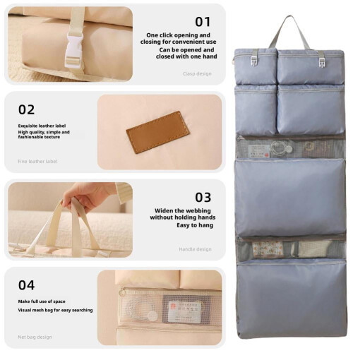 Foldable Hanging Organizer Bag with Pockets for Travel and 2