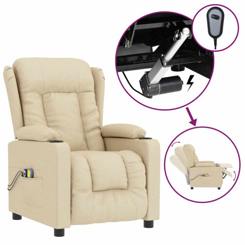 VidaXL vidaXL Massagesessel Elektrisch Creme Stoff 1