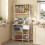 Homcom HOMCOM Kitchen Bakers Rack, Microwave Stand with Storage Shelves and 6 Hooks 8