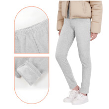 Girls Fleece-Lined Leggings Elastic Waist Warm Full-Length